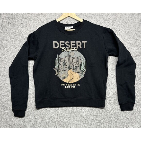 Outlaw Tops - Black  Desert Dreaming Classic Fit Cozy Fleece Sweatshirt M Fall Comfy Outlaw